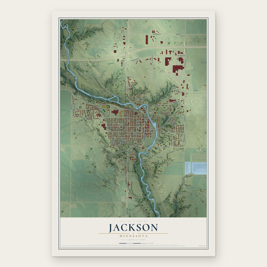 Jackson, Minnesota map print, the full design