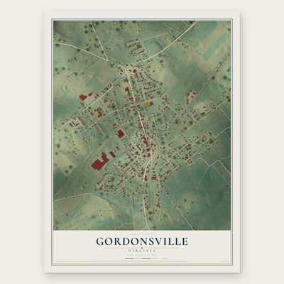 Gordonsville, Virginia map print, the full design