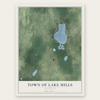 Town of Lake Mills, Wisconsin map print, the full design