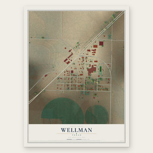 Wellman, Texas map print, the full design