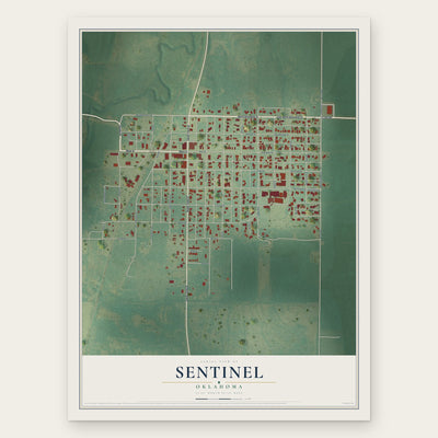 Sentinel, Oklahoma map print, the full design