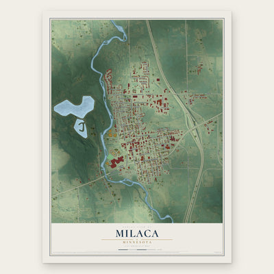 Milaca, Minnesota map print, the full design