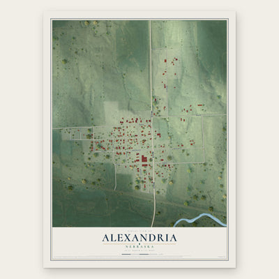 Alexandria, Nebraska map print, the full design