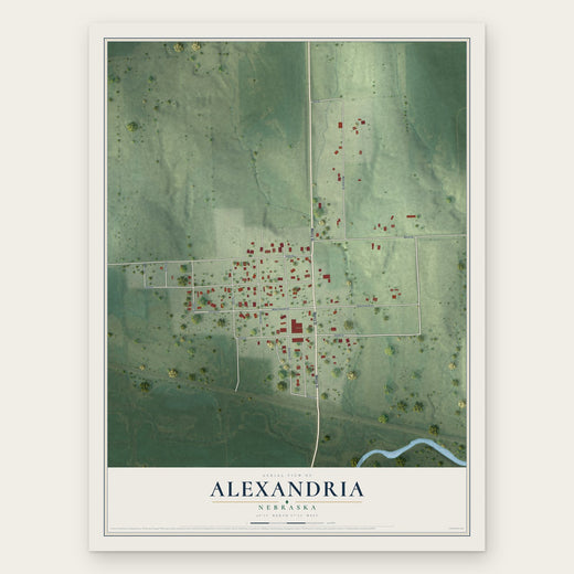 Alexandria, Nebraska map print, the full design