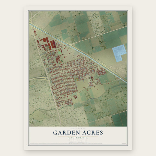 Garden Acres, California map print, the full design
