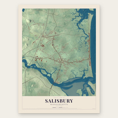 Salisbury, Massachusetts map print, the full design