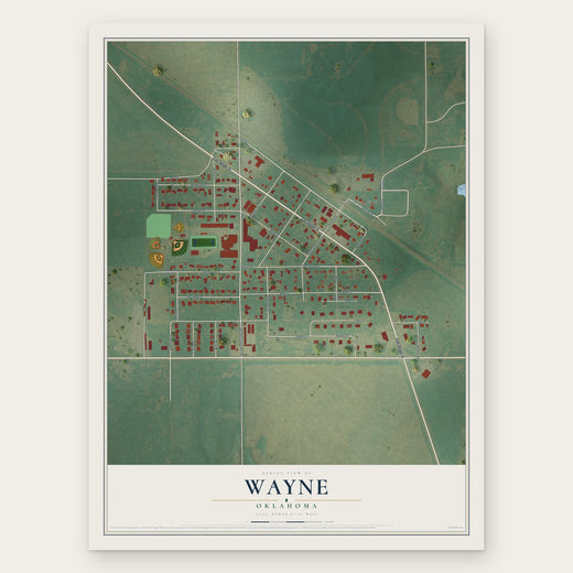 Wayne, Oklahoma map print, the full design