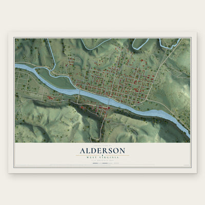 Alderson, West Virginia map print, the full design