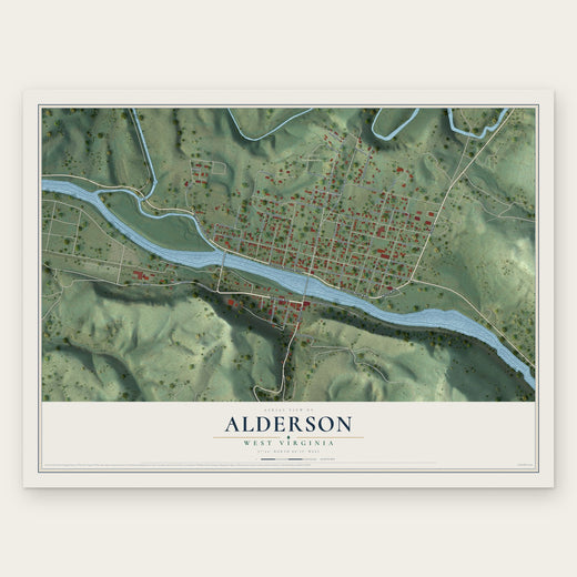 Alderson, West Virginia map print, the full design