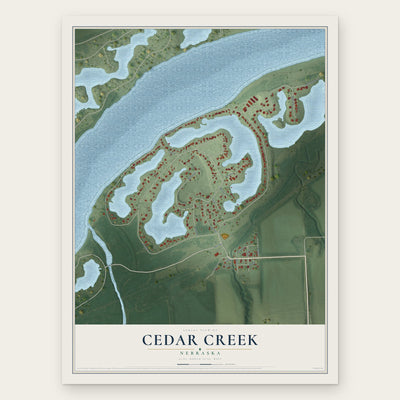 Cedar Creek, Nebraska map print, the full design