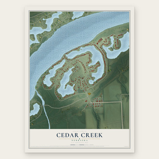 Cedar Creek, Nebraska map print, the full design