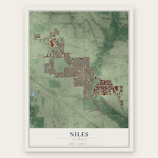Niles, Illinois map print, the full design
