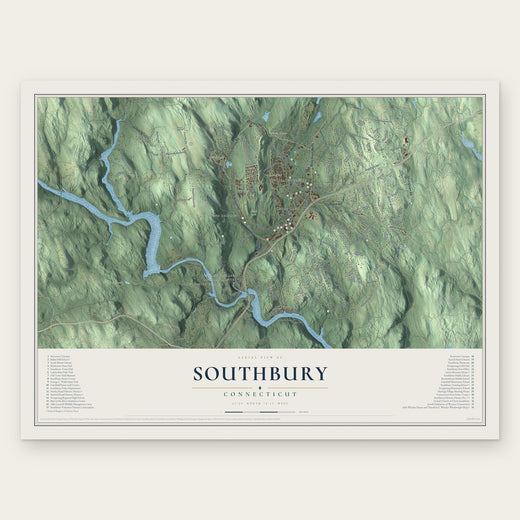 Southbury, Connecticut map print, the full design