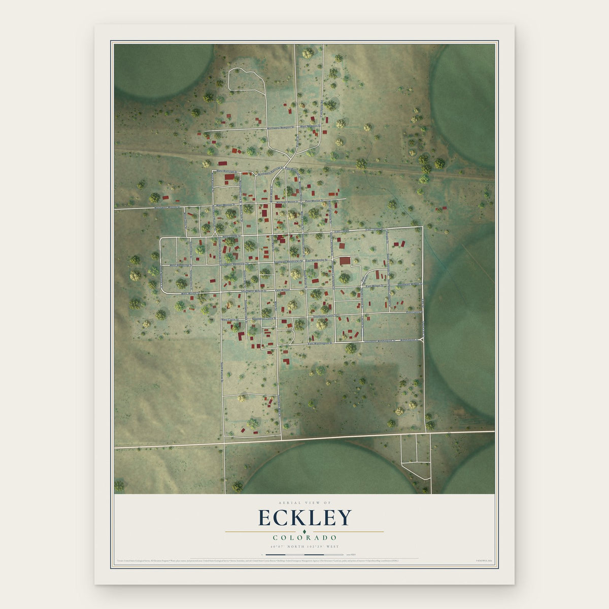 Eckley, Colorado map print, the full design