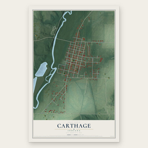 Carthage, Indiana map print, the full design