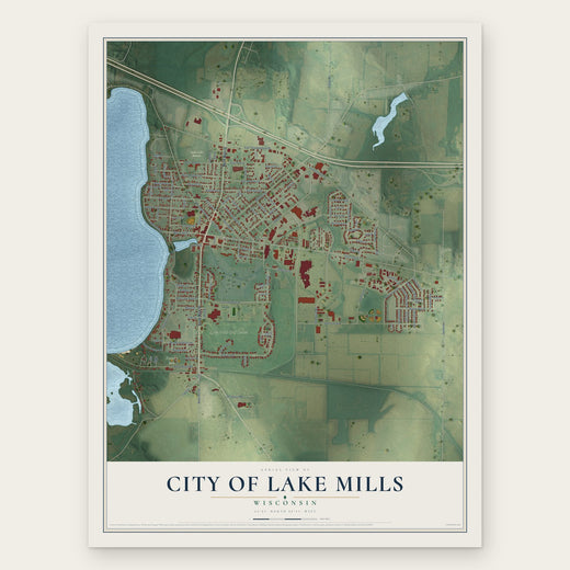 Lake Mills, Wisconsin map print, the full design