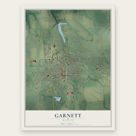 Garnett, Kansas map print, the full design