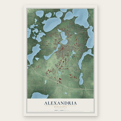 Alexandria, Minnesota map print, the full design
