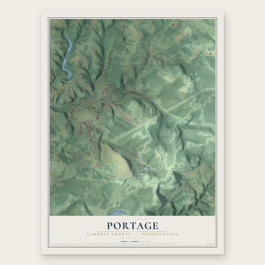 Portage, Cambria County, Pennsylvania map print, the full design