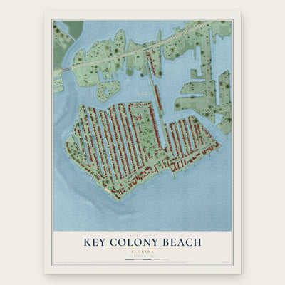 Key Colony Beach, Florida map print, the full design
