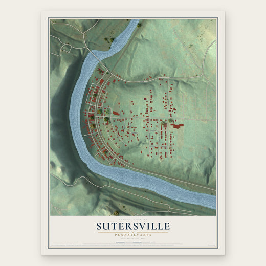 Sutersville, Pennsylvania map print, the full design