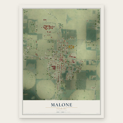 Malone, Florida map print, the full design
