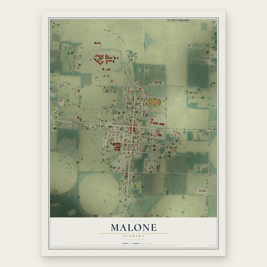 Malone, Florida map print, the full design