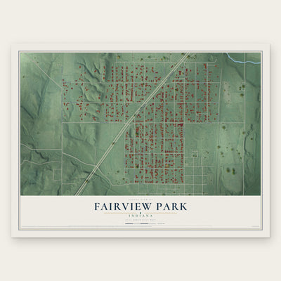 Fairview Park, Indiana map print, the full design