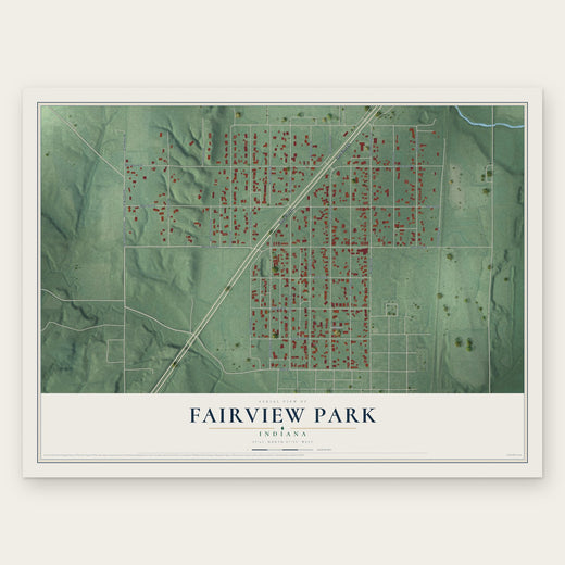 Fairview Park, Indiana map print, the full design