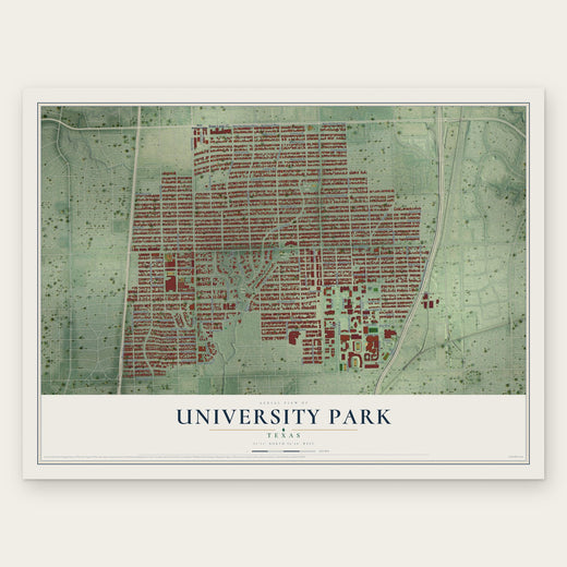 University Park, Texas map print, the full design
