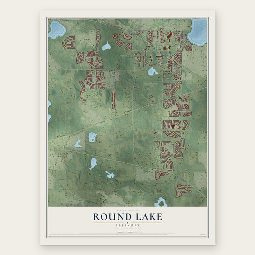 Round Lake, Illinois map print, the full design