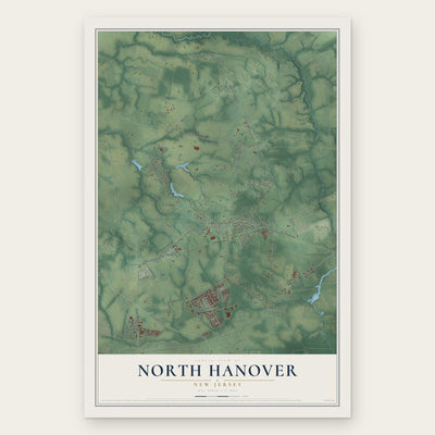 North Hanover, New Jersey map print, the full design