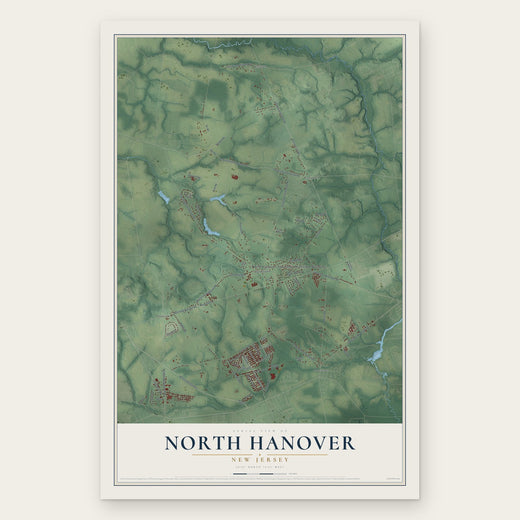 North Hanover, New Jersey map print, the full design