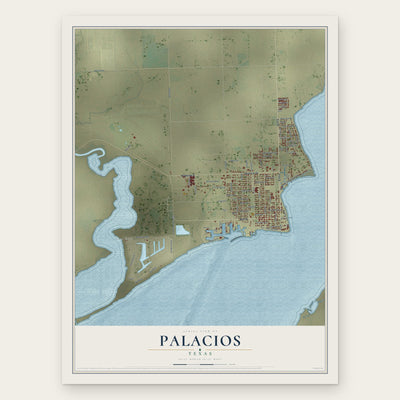 Palacios, Texas map print, the full design