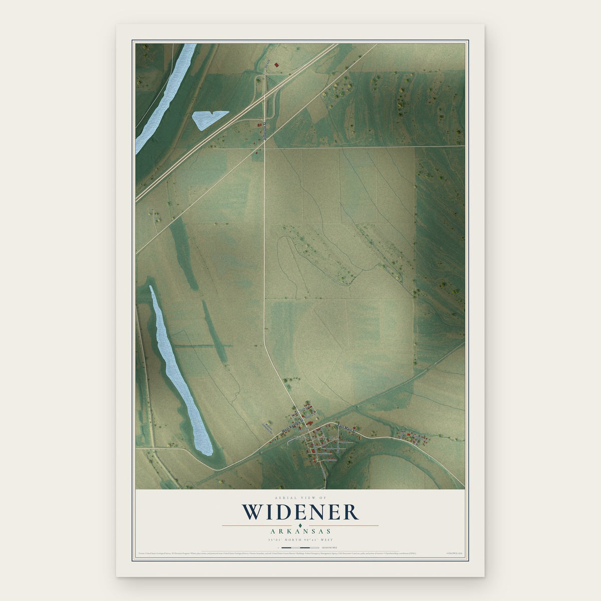 Widener, Arkansas map print, the full design