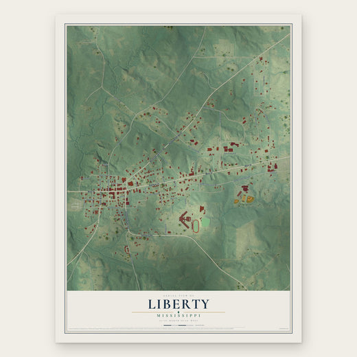 Liberty, Mississippi map print, the full design