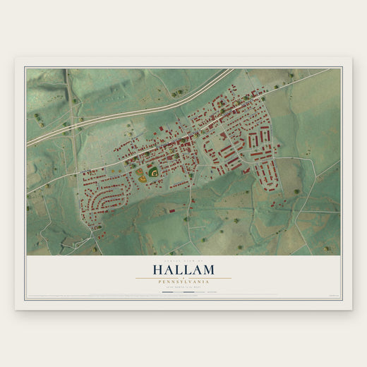 Hallam, Pennsylvania map print, the full design