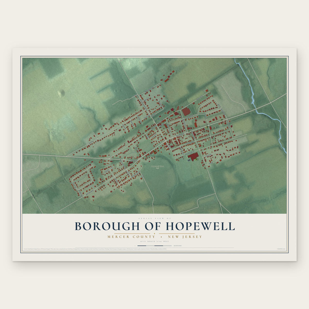 Borough of Hopewell, Mercer County, New Jersey map print, the full design