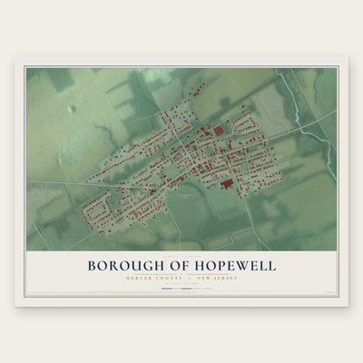 Borough of Hopewell, Mercer County, New Jersey map print, the full design