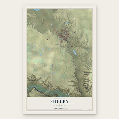 Shelby, Montana map print, the full design