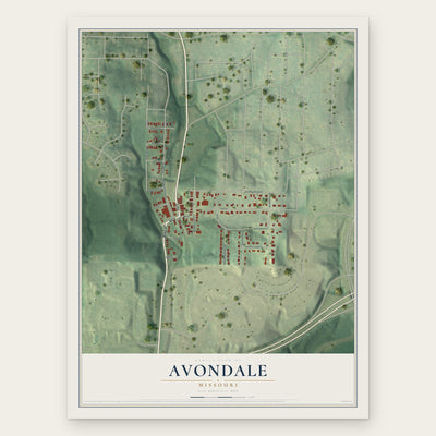 Avondale, Missouri map print, the full design