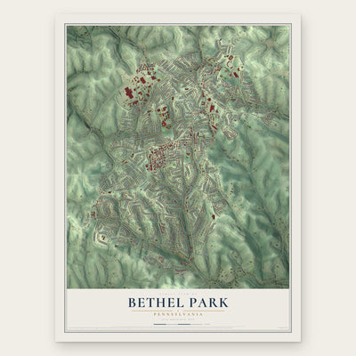 Bethel Park, Pennsylvania map print, the full design