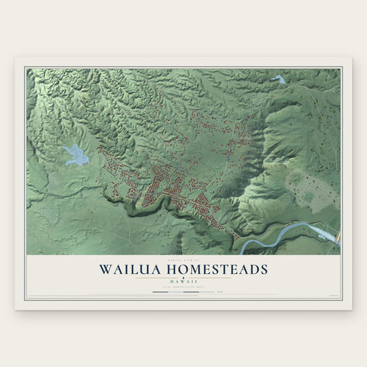 Wailua Homesteads, Hawaii map print, the full design