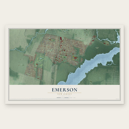 Emerson, New Jersey map print, the full design