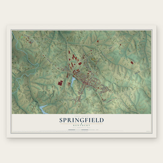 Springfield, Kentucky map print, the full design