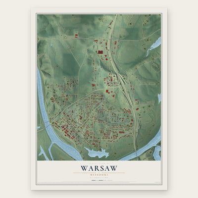 Warsaw, Missouri map print, the full design