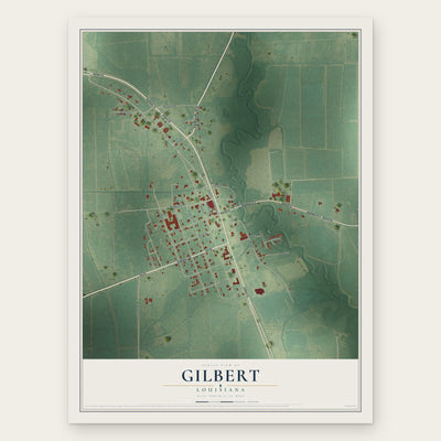 Gilbert, Louisiana map print, the full design