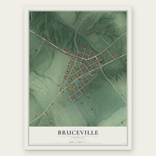 Bruceville, Indiana map print, the full design