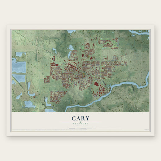 Cary, Illinois map print, the full design