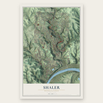 Shaler, Pennsylvania map print, the full design